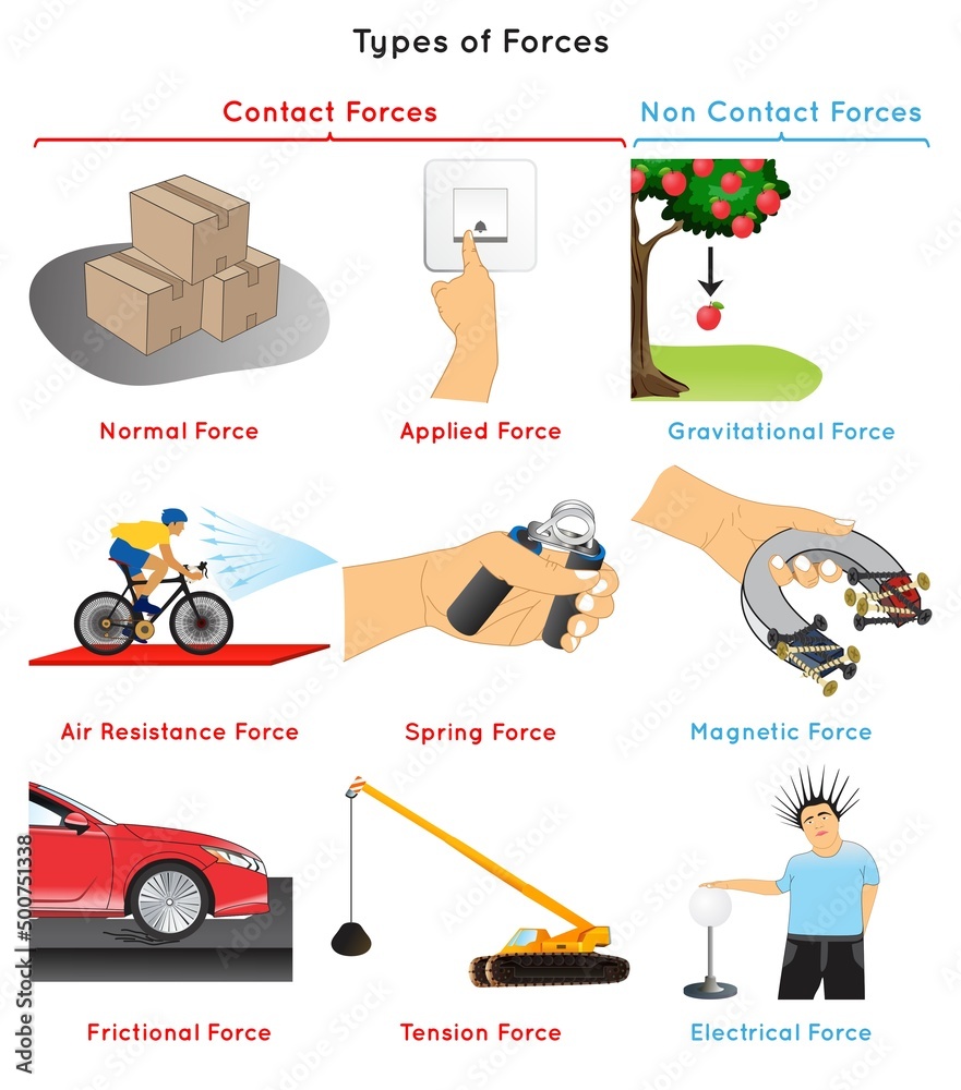 Types Of Forces Infographic Diagram Normal Applied Air Resistance