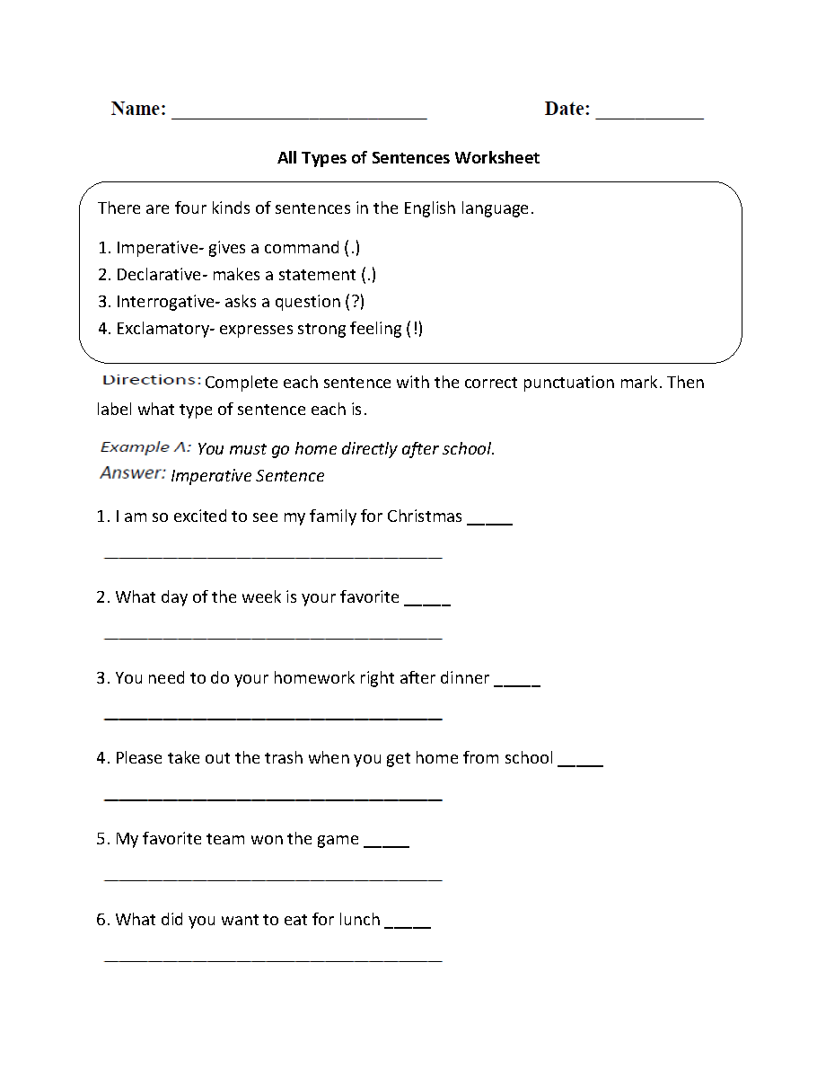 Unlock Your Grammar Skills: Types of Sentences Worksheets