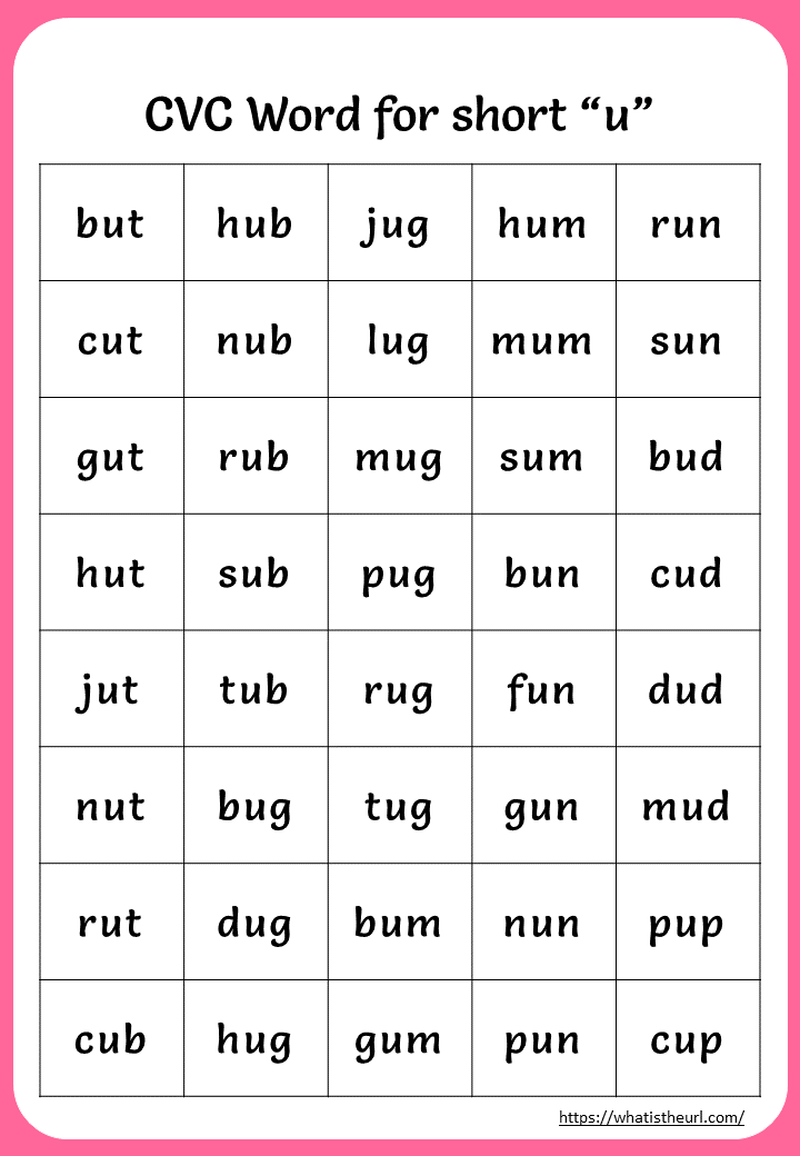 Master U CVC Words with Our Fun Worksheet