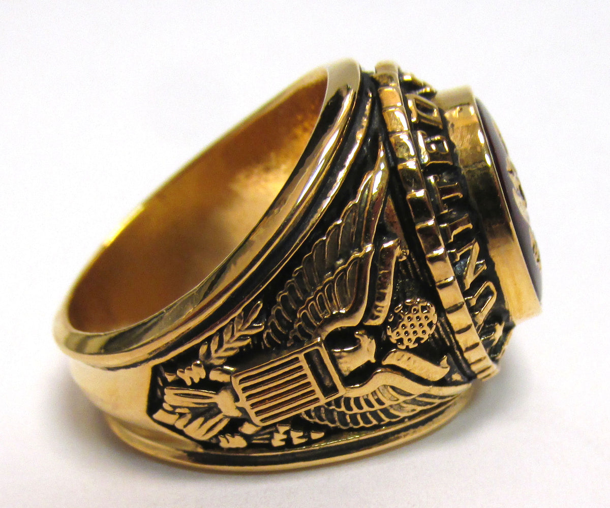 U S Army Ring Electorplated 18K Gold Ring Military Uniform Supply