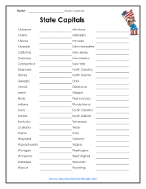 U S State Capitals Worksheets Worksheets Library