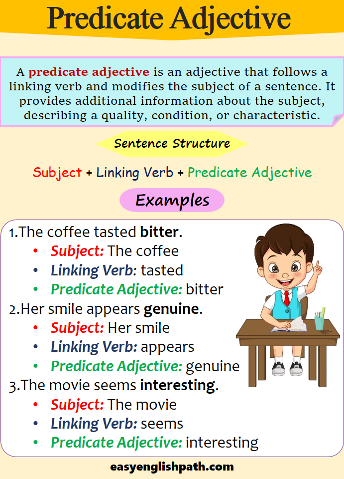 Understanding Predicate Adjectives Types Examples In English