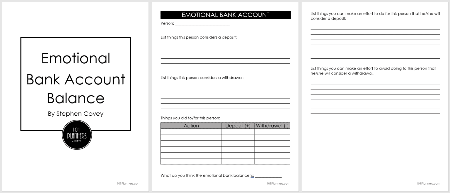 Unit 1 Emotional Bank Account Worksheet Pdf Emotional Bank Account