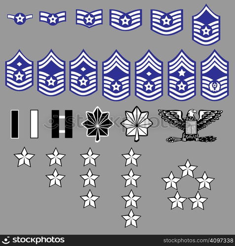 Us Air Force Rank Insignia For Officers And Enlisted In Vector Format