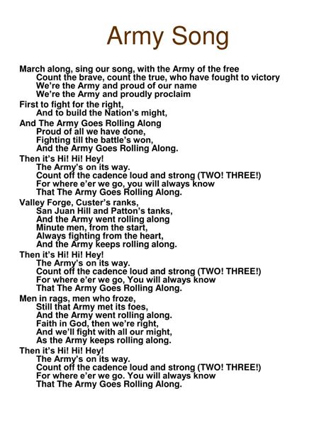 5 Lyric Lines of the US Army Song