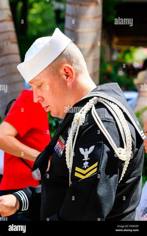 Us Navy Petty Officer Second Class In His Dress Uniform At The Memorial Day Parade In Sarasota