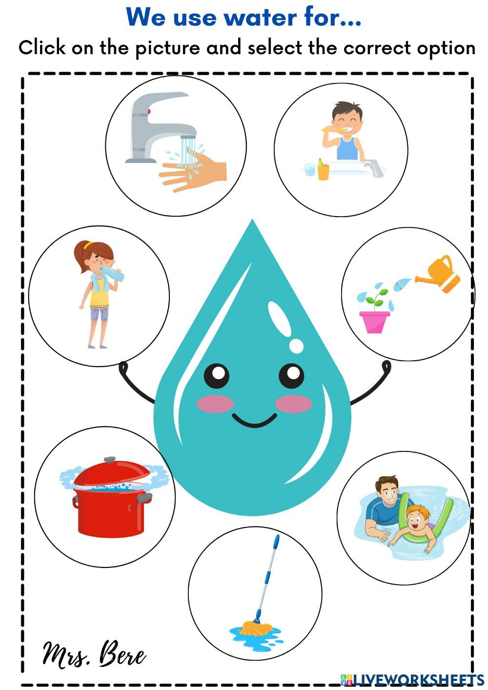 Usage Of Water Worksheet For Kindergarten