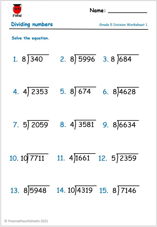 Useful Math Worksheets For Grade 5 Multiplication And Division In 7