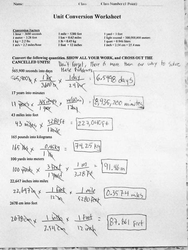 Using Correct Units Answer Key