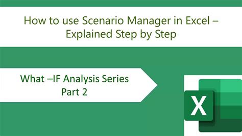 Using The Scenario Manager To Create Scenarios In Excel Youtube