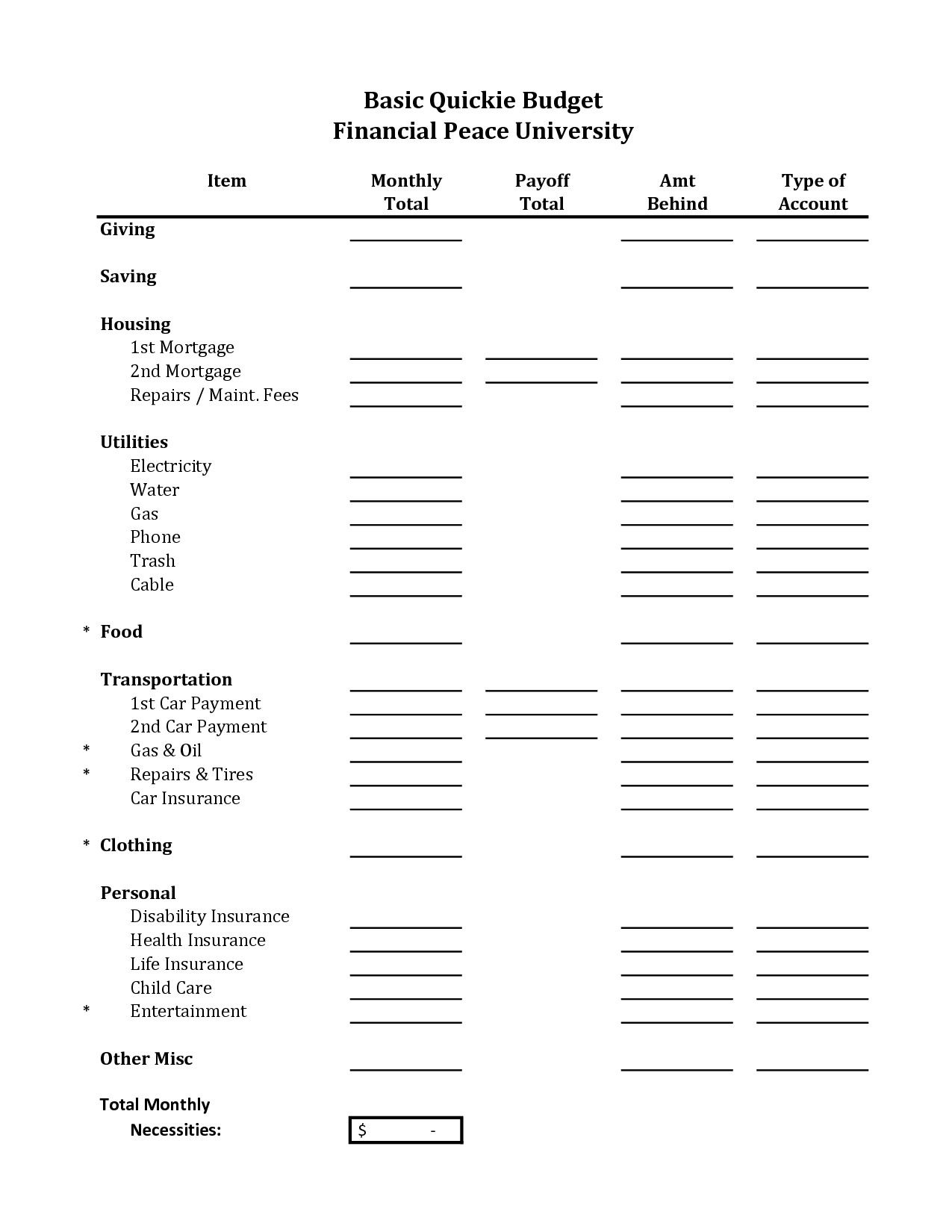 Usmc Financial Worksheet Budgetworksheets Net