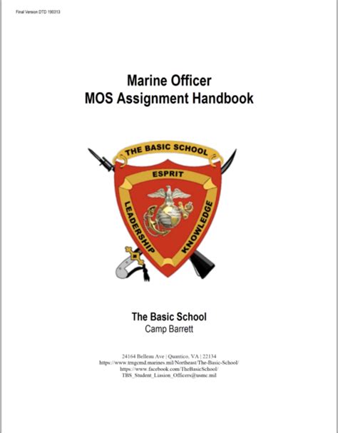 Usmc Officer Mos Handbook