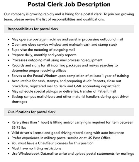 USPS Mailman Job Description and Requirements