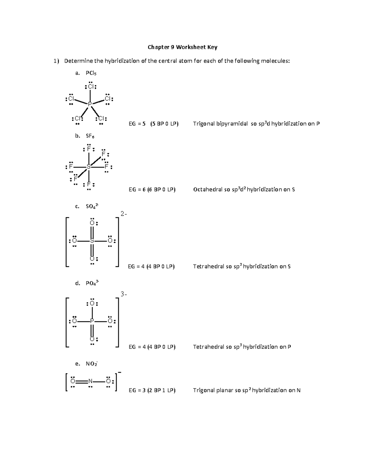 Valence Bond Theory Worksheet