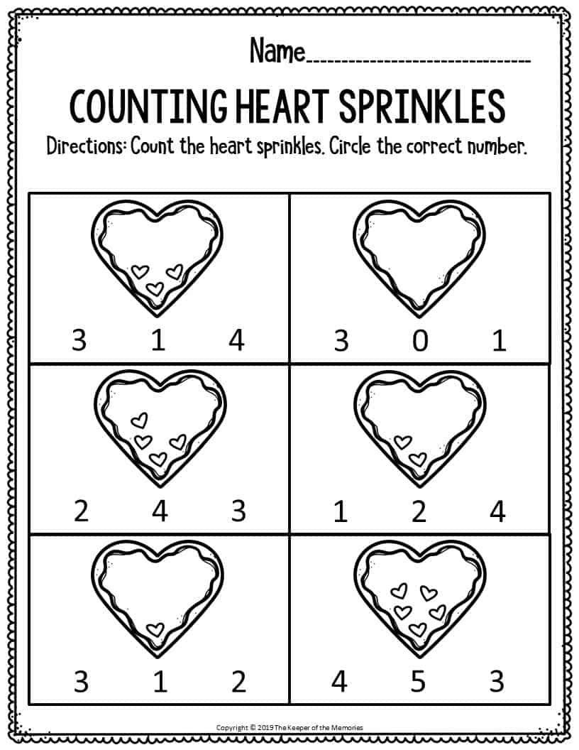 Valentine S Day Ws Kindergarten Math Worksheets Preschool Math