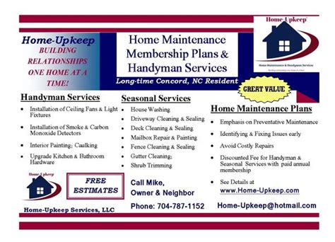 Valued Membership Plan In Concord Home Upkeep Services Llc Home Upkeep Services Llc