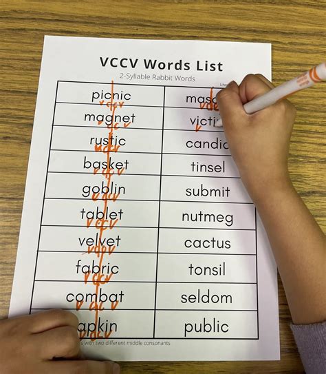 Vccv Syllables Free Printable Worksheets