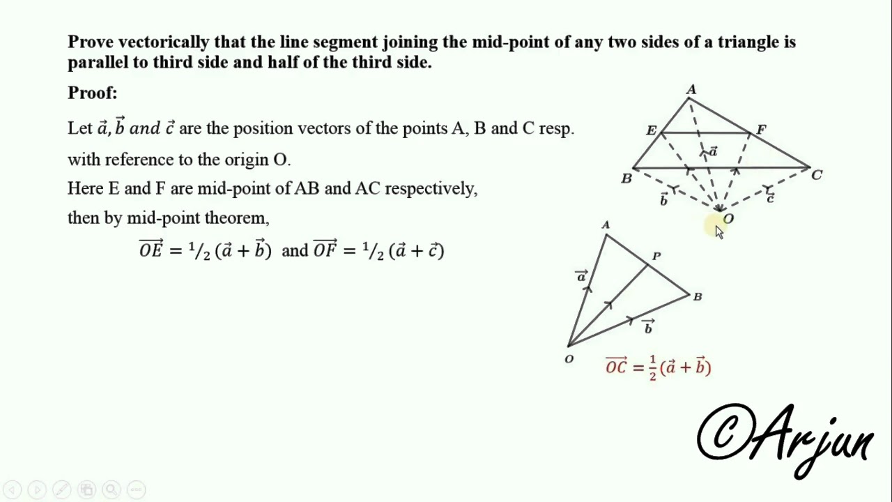 Vector Theorem Centroid Of Triangle Youtube