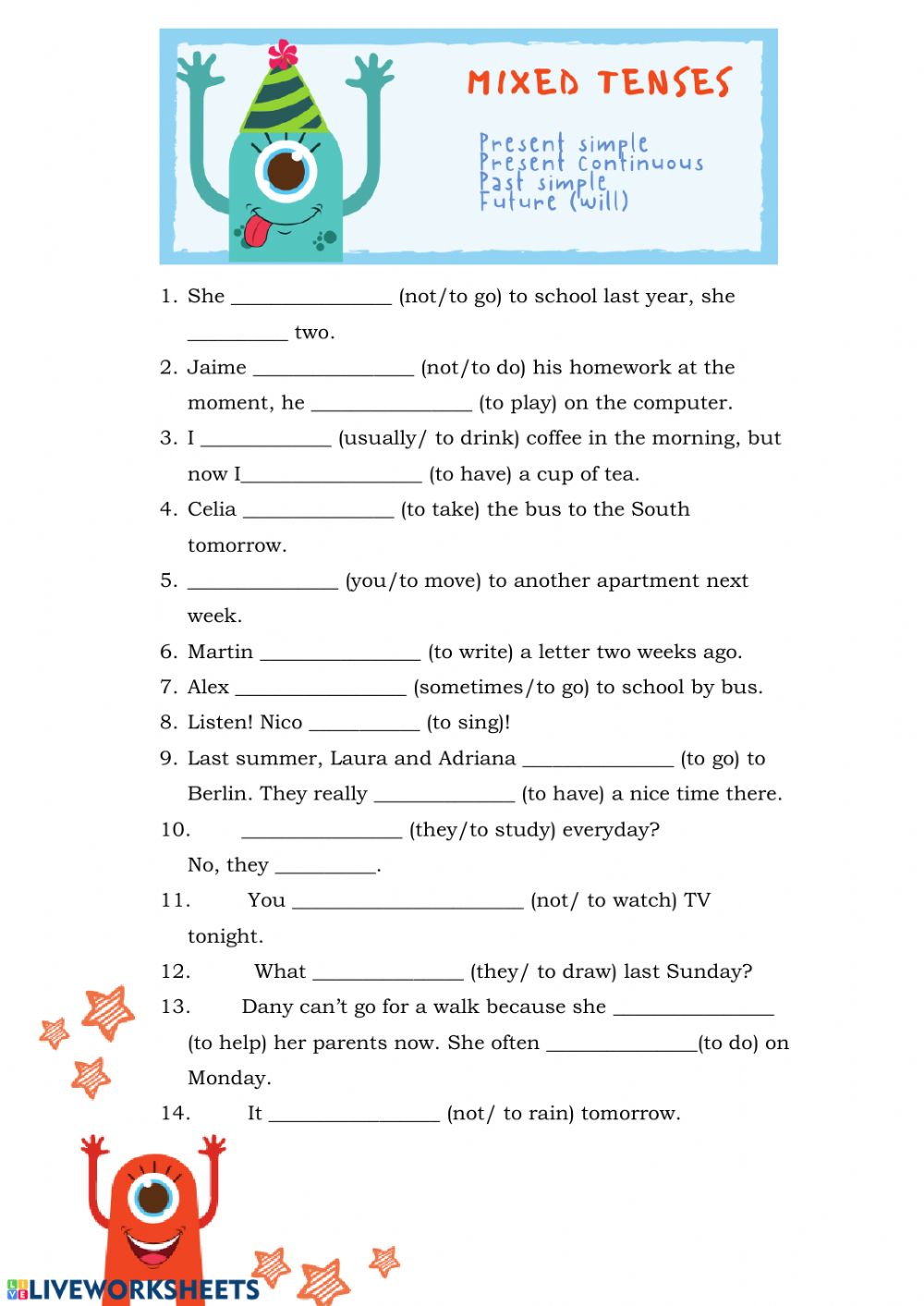 Verb Tenses Online Activity For Grade 4 You Can Do The Exercises