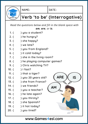 Verb To Be Worksheets Games4esl Verb Worksheets For Elementary School