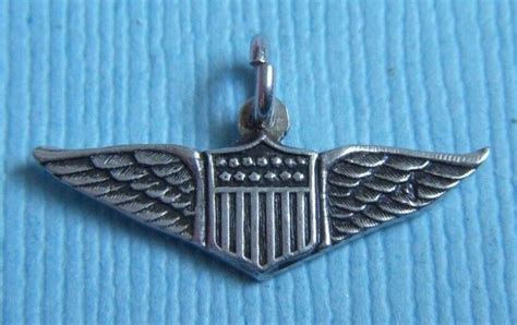 Vintage 40 S Us Air Force Pilot Wings Sterling Charm Gem