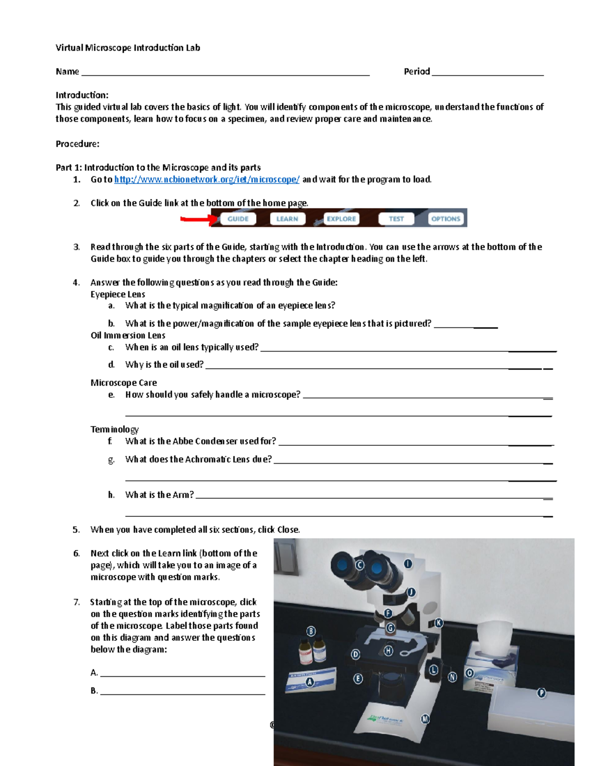 Virtual Microscope Introduction Lab Printable Virtual Microscope Introduction Lab Name Period