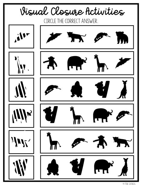 Visual Closure Worksheets For Adults