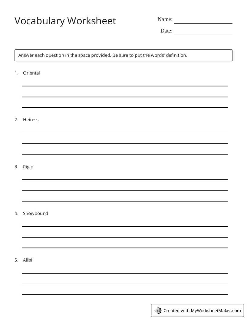 Create Engaging Vocab Worksheets Easily with Our Tool