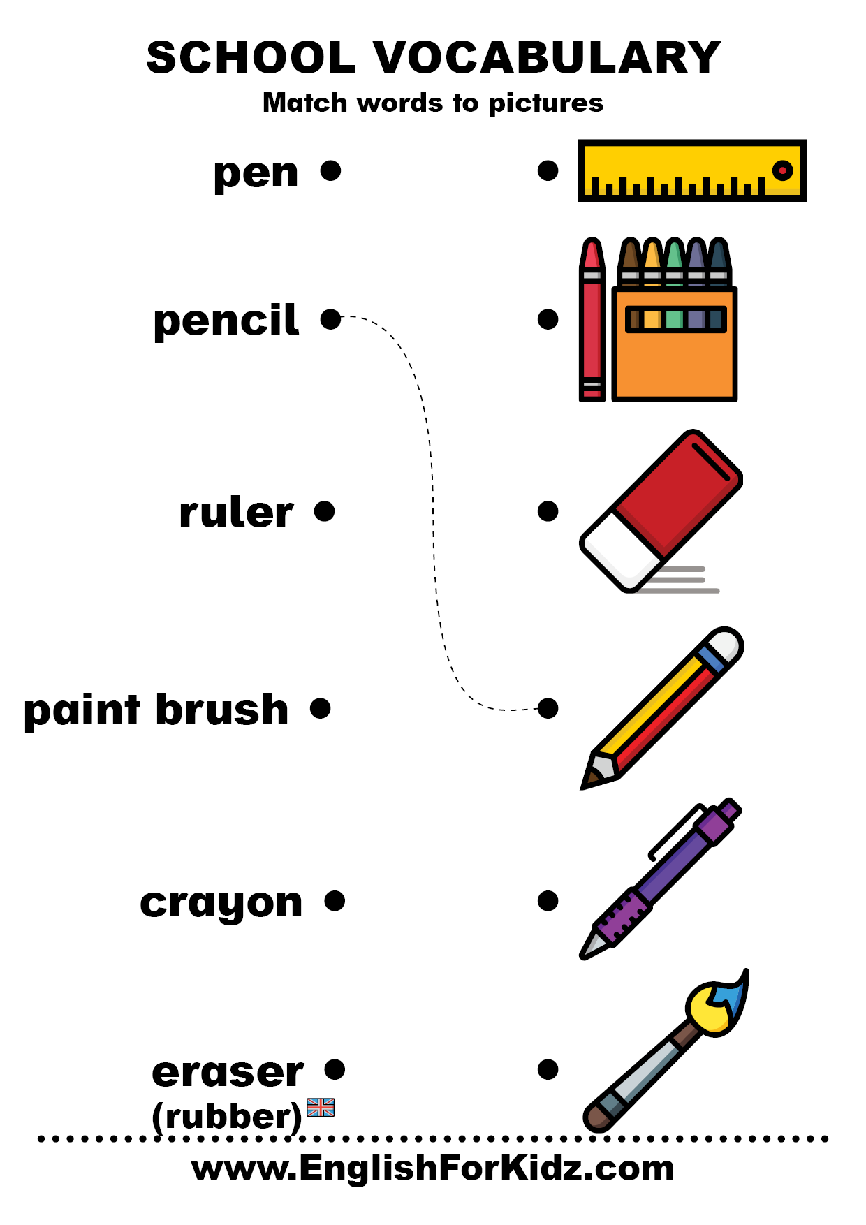 Vocabulary Matching Worksheet School English Esl Worksheets For