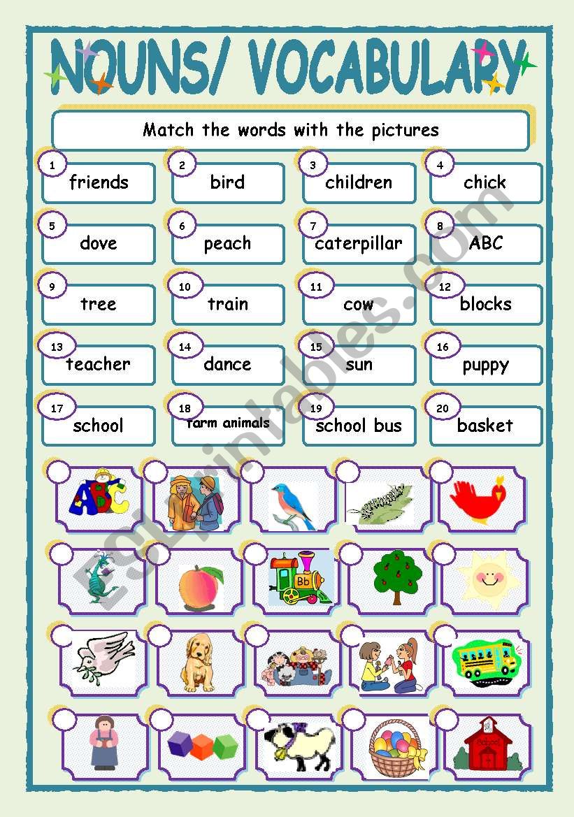 Vocabulary Nouns Esl Worksheet By Jhansi