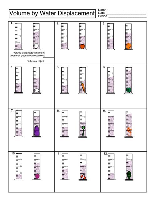 Volume By Water Displacement Worksheet Answer Key Printable Word Searches