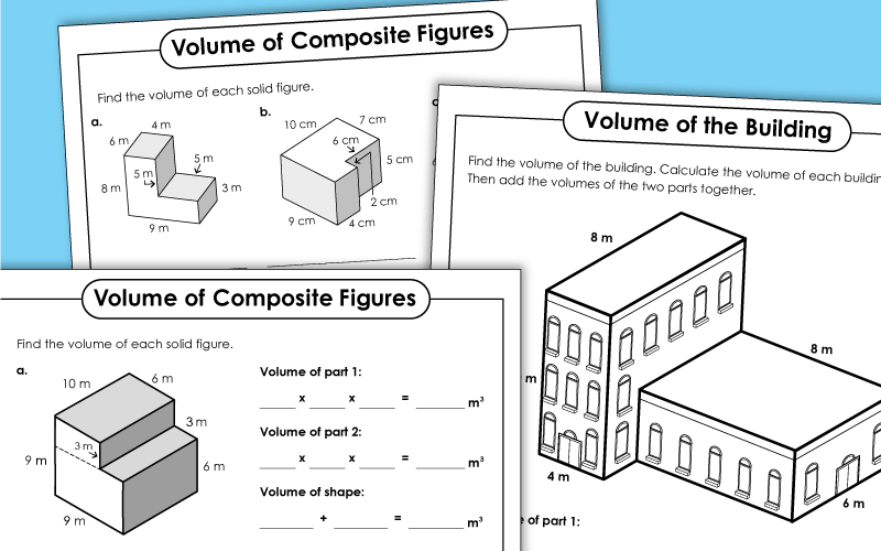 Volume Composite Shapes Worksheets