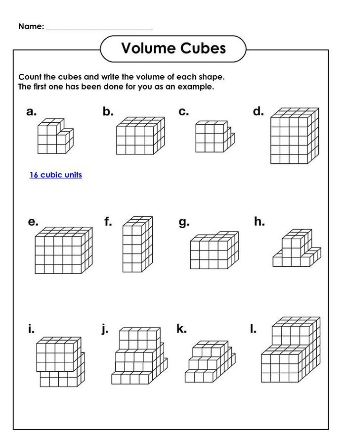 Volume Cubes Worksheets For Kids Learning Printable