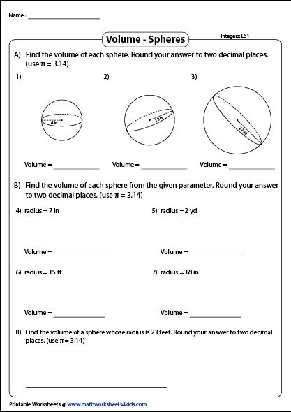 Volume Of A Sphere Worksheet Studying Worksheets