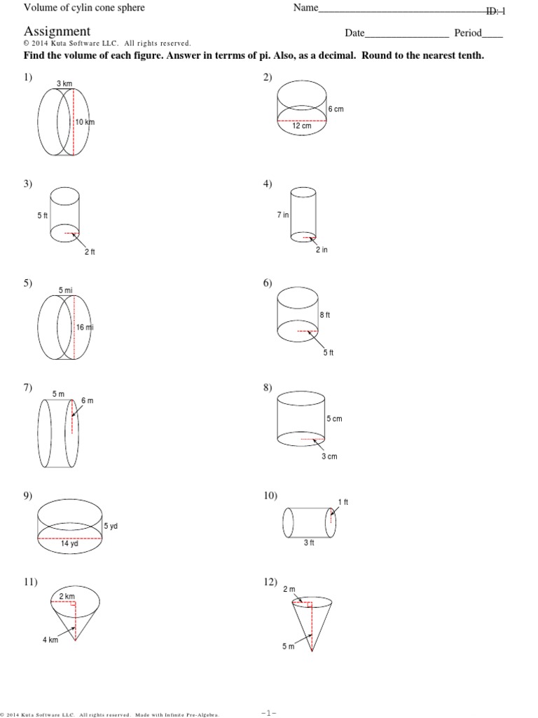 Mastering Volume Calculations: Cylinders, Cones, Spheres Worksheet