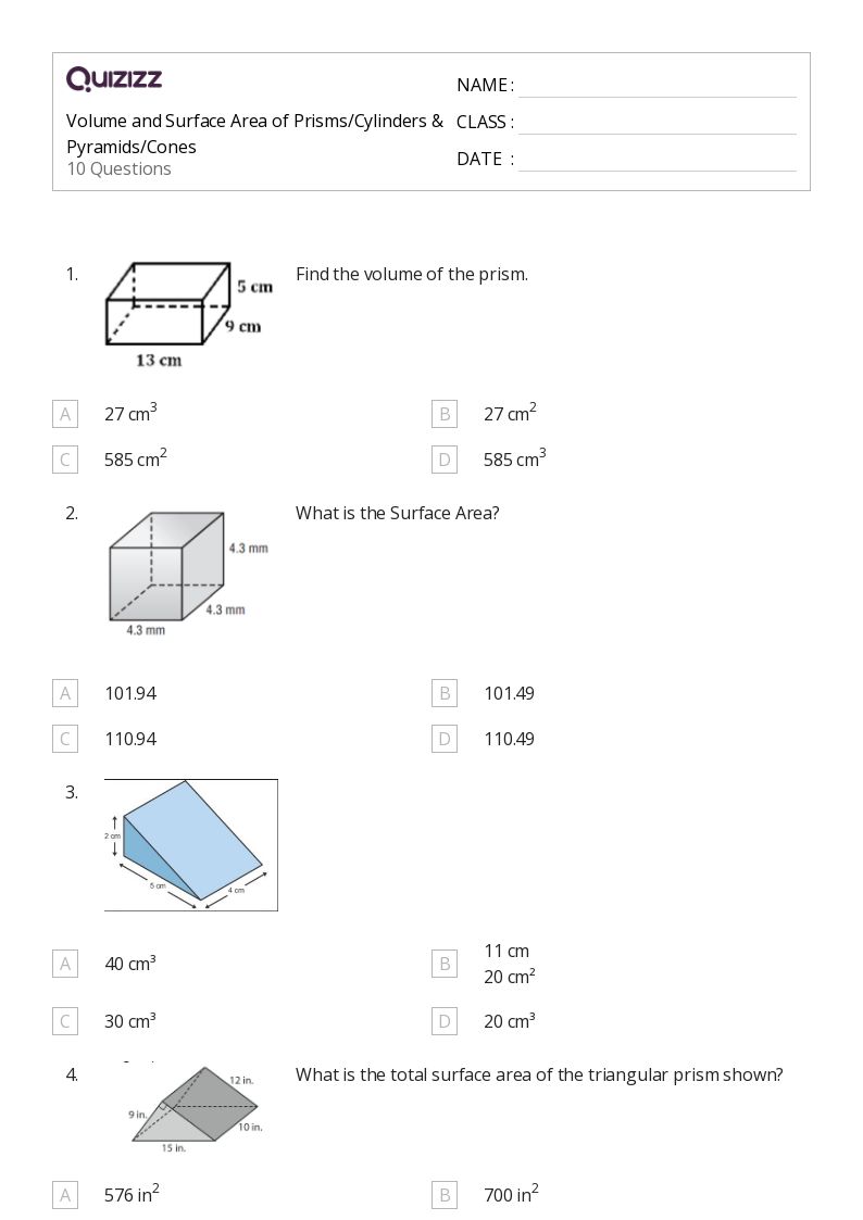 Volume Of Prisms Pyramids Cylinders And Cones Worksheet Answers Fill