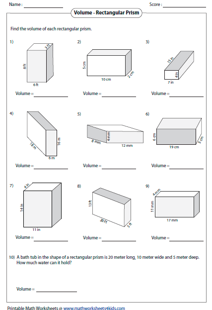 Volume Rectangular Prisms Worksheet Have Fun Teaching