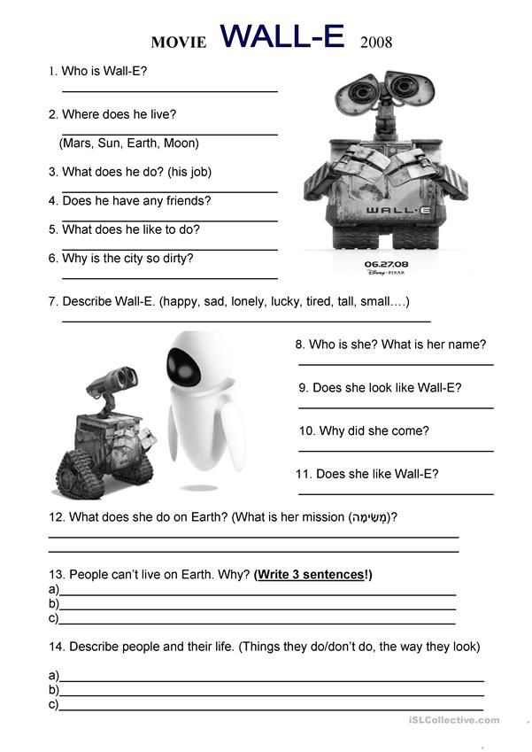 Wall E Movie Worksheet Answers