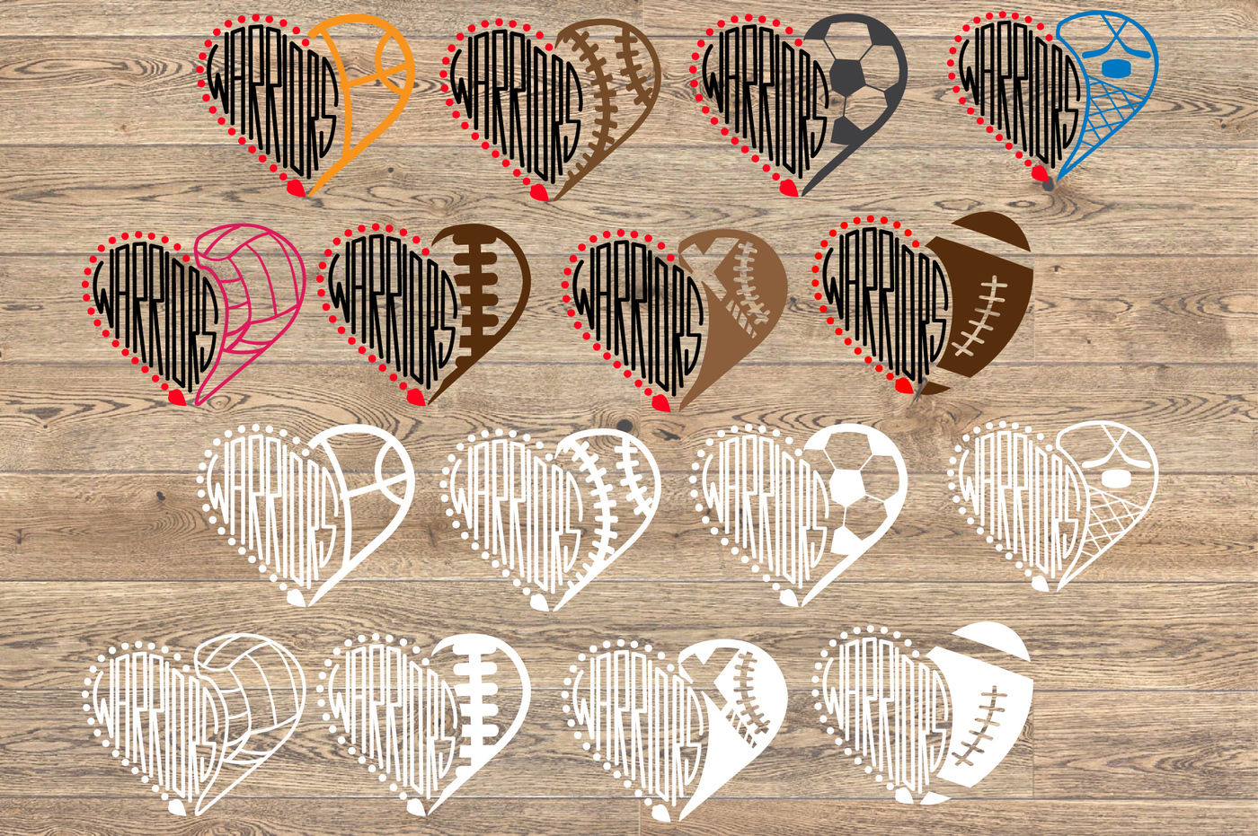 Warriors Sport Heart Svg Football Baseball Basketball Soccer 1154S By Hamhamart Thehungryjpeg