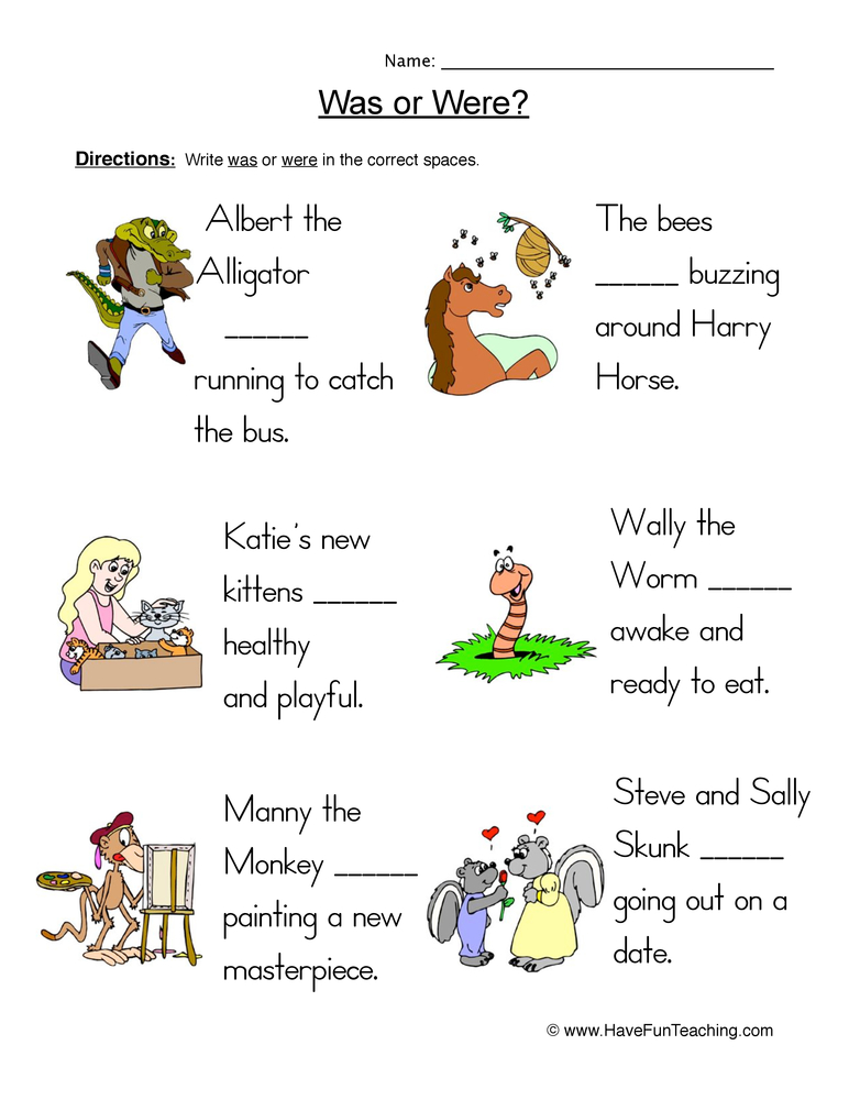 5 Engaging Were Worksheets for Grammar Mastery