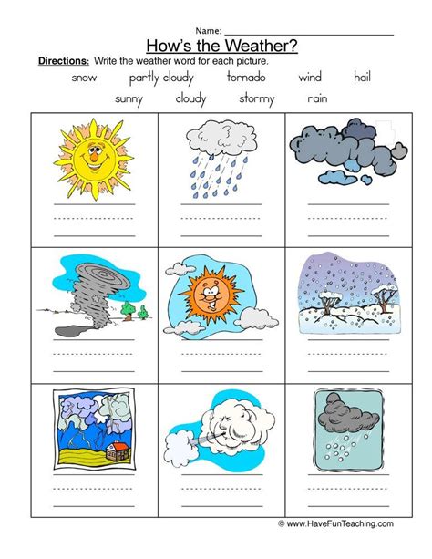 Weather Worksheets For Grade 1