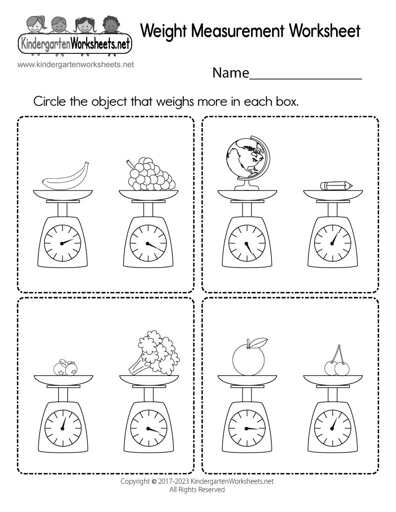 Weight Measurement Worksheets Grade 1