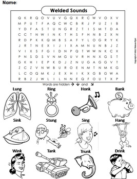 Welded Sounds Word Search Coloring Sheet Phonics Worksheet By