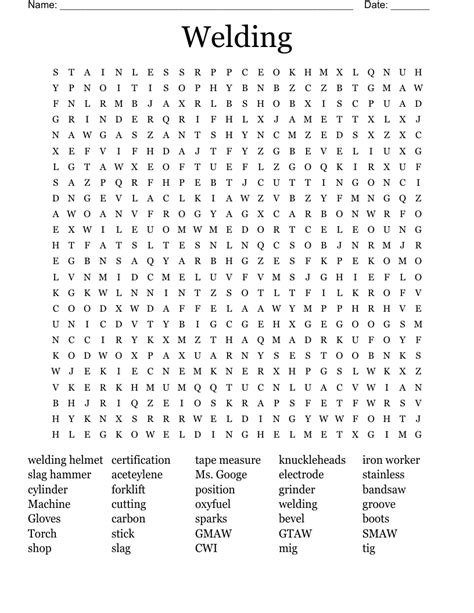 Welder Template Printable Word Searches