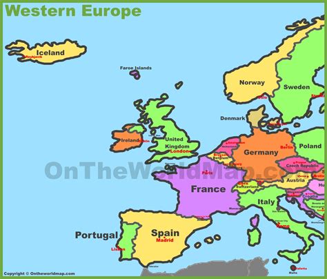 Western Europe Map Countries Labeled