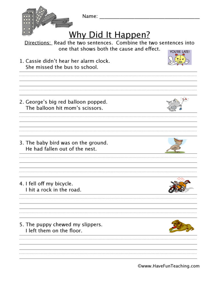 What Happens Cause And Effect Worksheet Have Fun Teaching