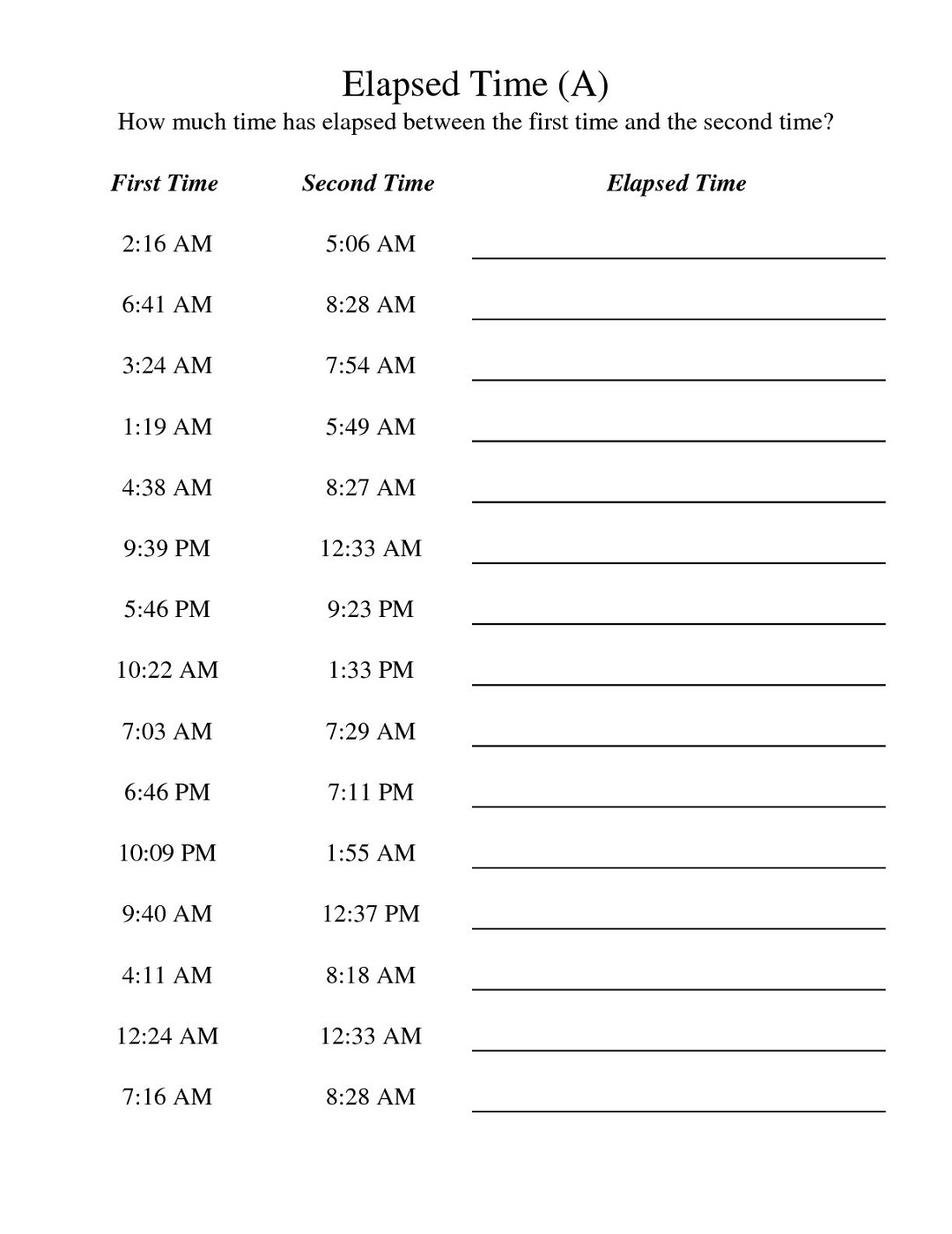 What Time Is It Elapsed Time Worksheet Have Fun Teaching