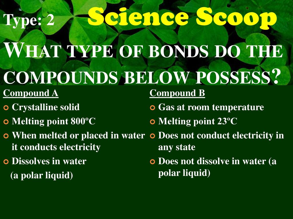 What Type Of Bonds Do The Compounds Below Possess Ppt Download