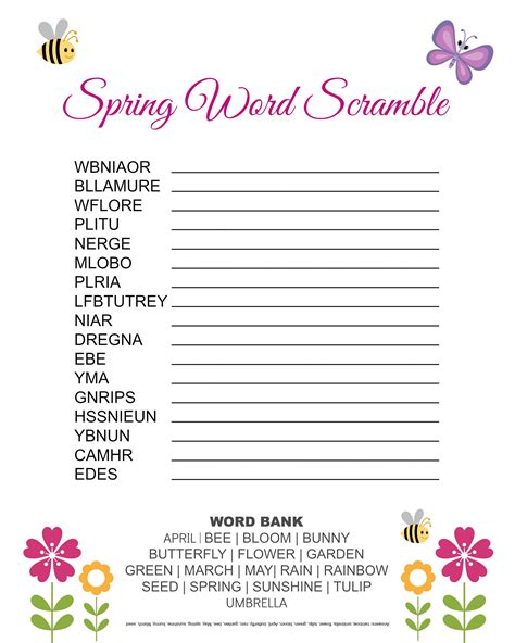 Word Scramble Worksheets for Kids and Adults to Enjoy