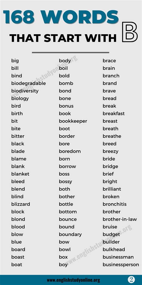 Words That Start With B